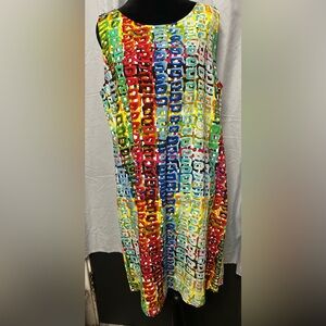 Jams World Colorblock Geometric Midi Dress in Red, Blue, Yellow, Green